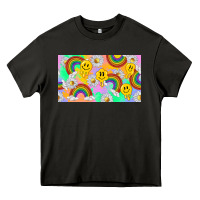 Asphalt smile faces and rainbow and daisys Heavy Core Tee - TumblerDesignByShophia