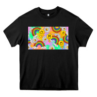 Black smile faces and rainbow and daisys Heavy Core Tee - TumblerDesignByShophia