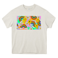 Cream smile faces and rainbow and daisys Heavy Core Tee - TumblerDesignByShophia