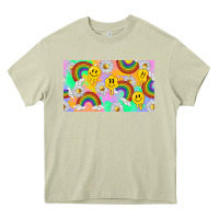Mossy smile faces and rainbow and daisys Heavy Core Tee - TumblerDesignByShophia