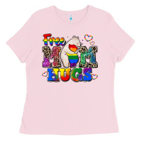 Bubblegum Pink pride free mom hugs Ladies Tee - CowGirlArtShop
