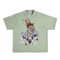 Oil Green Easter Day Flowers bunny Urban Heavy Tee - OliviaCreatesArt