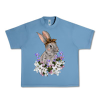 Pebble Blue Easter Day Flowers bunny Urban Heavy Tee - OliviaCreatesArt