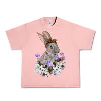 Salmon Easter Day Flowers bunny Urban Heavy Tee - OliviaCreatesArt