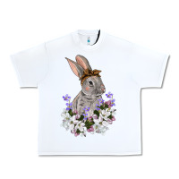 White Easter Day Flowers bunny Urban Heavy Tee - OliviaCreatesArt