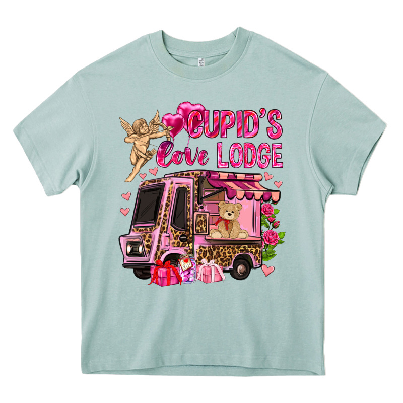 Cupid's Love Lodge With Truck Valentine's Day Heavy Core Tee by HowdyJamesFarm | Teevron