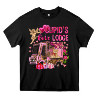 Black Cupid's love lodge with truck Valentine's Day Heavy Core Tee - HowdyJamesFarm