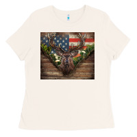 Bone usa deer hunting Ladies Tee - CowGirlArtShop