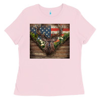 Bubblegum Pink usa deer hunting Ladies Tee - CowGirlArtShop