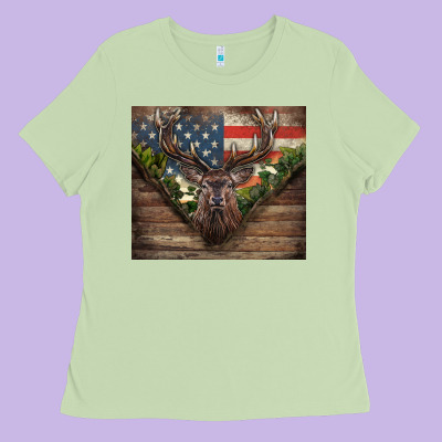 Usa Deer Hunting Ladies Tee Designed By Cowgirlartshop
