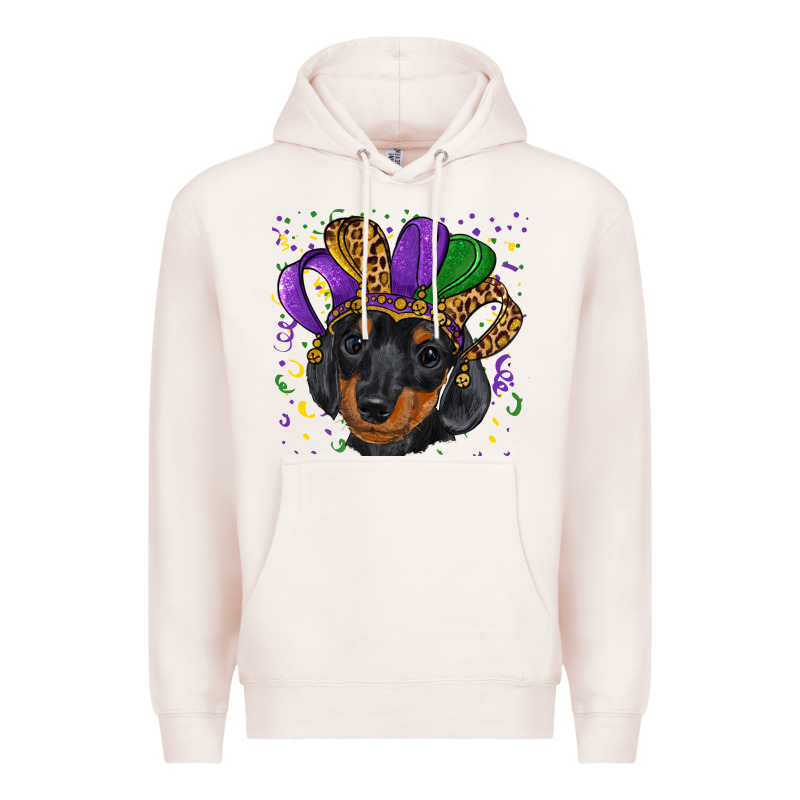 Mardi Gras Hat Dachshund Puppy Premium Hoodie by RanaPortraitStore | Teevron