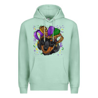 Seafoam mardi gras hat dachshund puppy Premium Hoodie - RanaPortraitStore