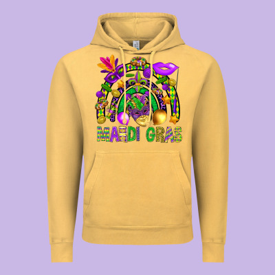 Mardi Gras Rainbow Vintage Hoodie Designed By Bundleandbundleshop