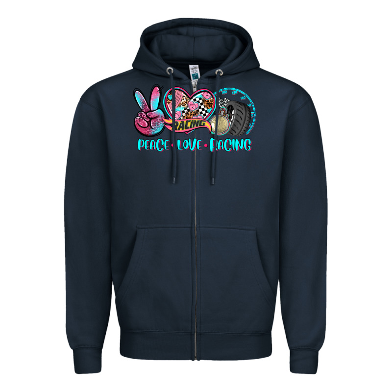 Peace Love Racing Zipper Hoodie by AdoDesignShop | Teevron