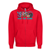 Red peace love racing Zipper Hoodie - AdoDesignShop