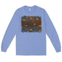 Colony Blue tooled leather fall background Long Sleeve Tee - RanaPortraitStore