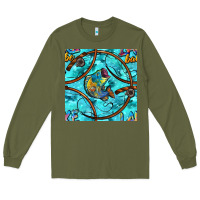 Army Green Lake Babe And Fish With Camouflage Seamless Pattern Long Sleeve Tee - BundleAndBundleShop