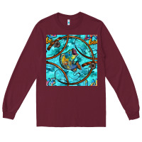 Burgundy Lake Babe And Fish With Camouflage Seamless Pattern Long Sleeve Tee - BundleAndBundleShop