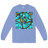 Colony Blue Lake Babe And Fish With Camouflage Seamless Pattern Long Sleeve Tee - BundleAndBundleShop
