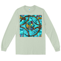 Matcha Lake Babe And Fish With Camouflage Seamless Pattern Long Sleeve Tee - BundleAndBundleShop