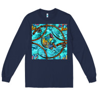 Navy Lake Babe And Fish With Camouflage Seamless Pattern Long Sleeve Tee - BundleAndBundleShop