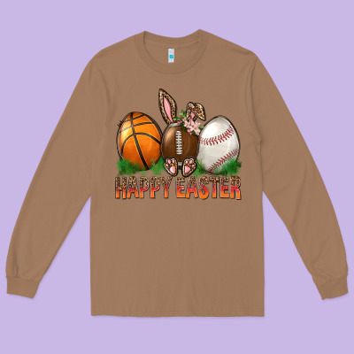Happy Easter Sports Long Sleeve Tee Designed By Bundleandbundleshop