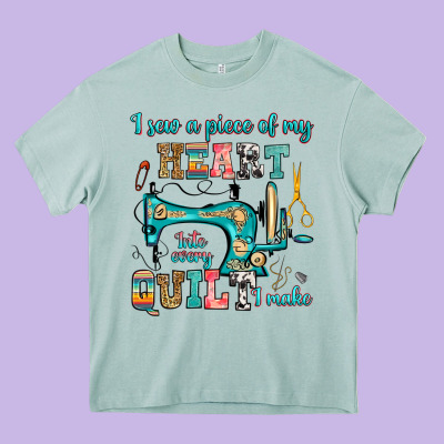 I Sew A Piece Of My Heart Into Every Quilt I Make Heavy Core Tee Designed By Ranaportraitstore