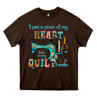 Chocolate Brown i sew a piece of my heart into every quilt i make Heavy Core Tee - RanaPortraitStore