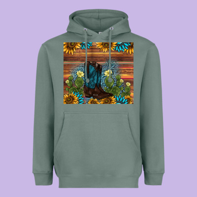 Boot Cactus Sunflower Gemstone Heavyweight Hoodie Designed By Adodesignshop