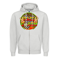 Dove Grey race coach  with leopard and peace hand Zipper Hoodie - AdoDesignShop