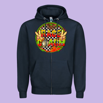 Race Coach  With Leopard And Peace Hand Zipper Hoodie Designed By Adodesignshop