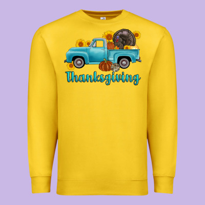 Thanksgiving Truck Turkey Premium Sweatshirt Designed By Adodesignshop