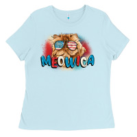 Baby Blue meowica 4th of july Ladies Tee - CowGirlArtShop