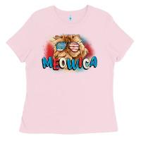 Bubblegum Pink meowica 4th of july Ladies Tee - CowGirlArtShop