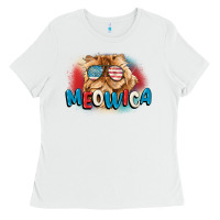 White meowica 4th of july Ladies Tee - CowGirlArtShop