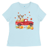 Baby Blue basenji pumpkin truck fall leaf thanksgiving halloween Ladies Tee - linhVisuals