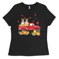 Black basenji pumpkin truck fall leaf thanksgiving halloween Ladies Tee - linhVisuals