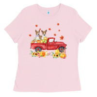 Bubblegum Pink basenji pumpkin truck fall leaf thanksgiving halloween Ladies Tee - linhVisuals