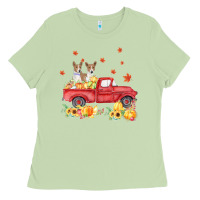 Basenji Pumpkin Truck Fall Leaf Thanksgiving Halloween Ladies Tee | Teevron