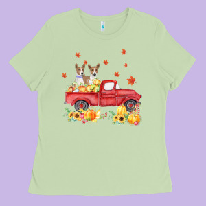Basenji Pumpkin Truck Fall Leaf Thanksgiving Halloween Ladies Tee Designed By Linhvisuals