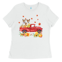 White basenji pumpkin truck fall leaf thanksgiving halloween Ladies Tee - linhVisuals