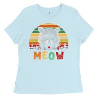 Baby Blue funny vintage raccoon meow raccoon lovers Ladies Tee - linhVisuals