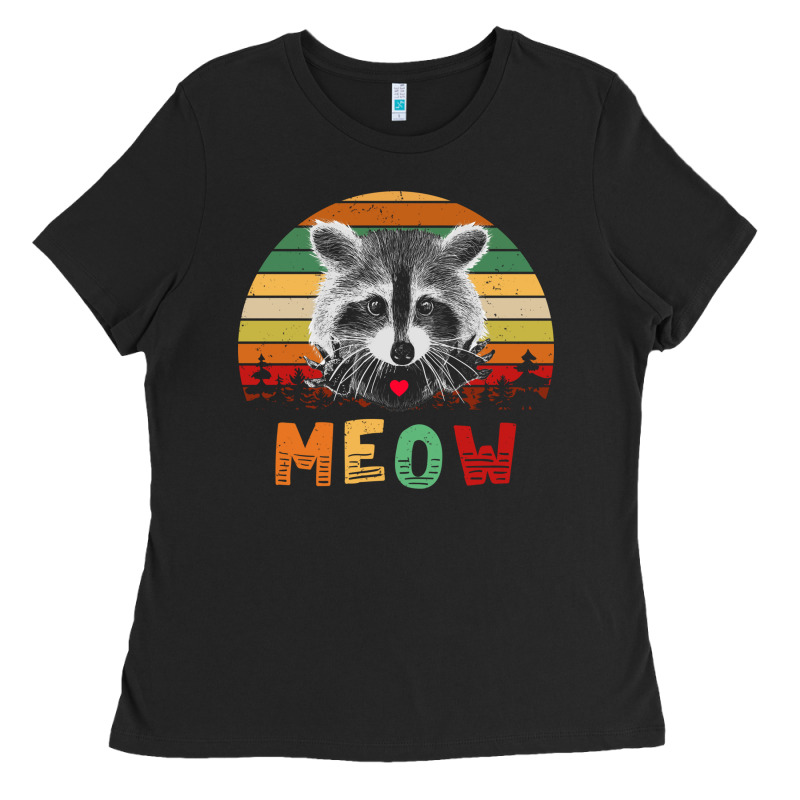 Funny Vintage Raccoon Meow Raccoon Lovers Ladies Tee by linhVisuals | Teevron