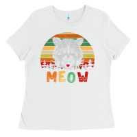 White funny vintage raccoon meow raccoon lovers Ladies Tee - linhVisuals
