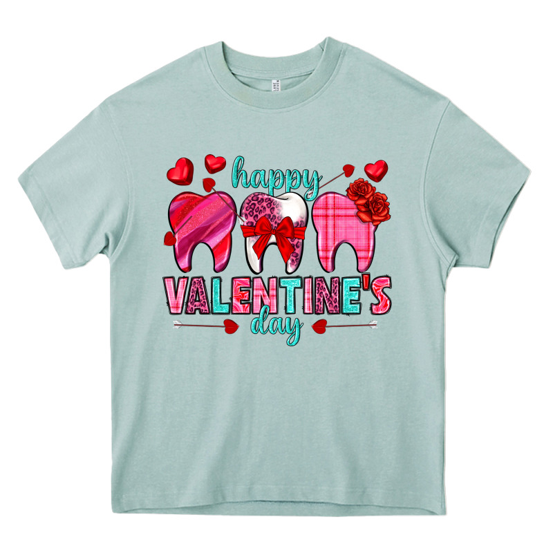 Happy Valentine's Day With Teeth Valentine's Day Heavy Core Tee by HowdyJamesFarm | Teevron