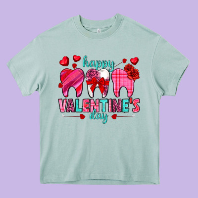 Happy Valentine's Day With Teeth Valentine's Day Heavy Core Tee Designed By Howdyjamesfarm