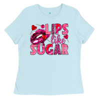 Baby Blue Lips like sugar Valentine's Day Ladies Tee - HowdyJamesFarm