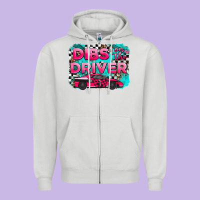 Dibs On The Driver Background Zipper Hoodie Designed By Adodesignshop