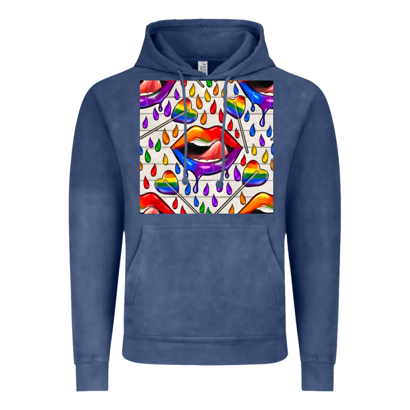 Pride Lgbtq Lips And Heart Lollipop Seamless Patte Vintage Hoodie by BundleAndBundleShop | Teevron