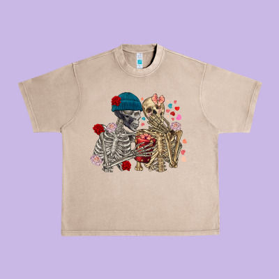 Skeleton Couple Valentine's Day Urban Heavy Tee Designed By Fadigitalartstudio